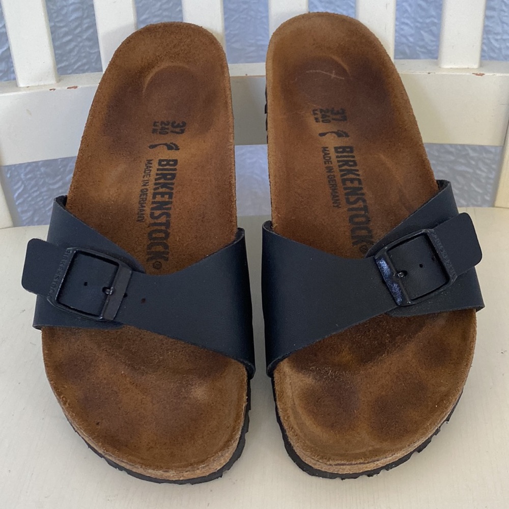 Birkenstock Madrid Black Birko Flor  Sandals Slides